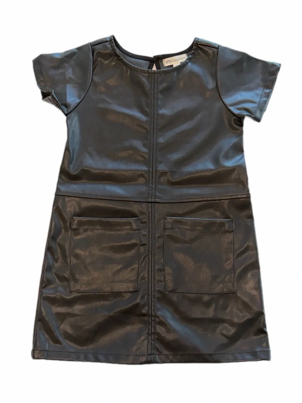 Appaman Girls' Dress Set Black Faux Leather & Chevron Print Velvet